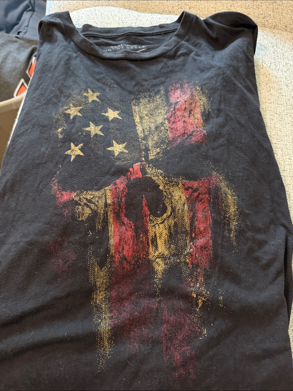 Gruntt Style size 3X Black Graphic Flag Tee with Distressed Stars and Stripes